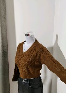 Ribbon Back Crop Knit Sweater