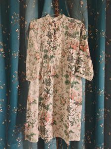 Floral Print Kurta with Mandarin Collar