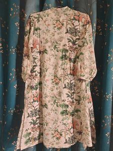 Floral Print Kurta with Mandarin Collar