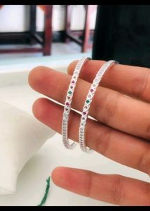 Beautiful Silver Bangles with Gemstones