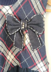 Charming Plaid &amp; Bow Sleeveless Dress for winter