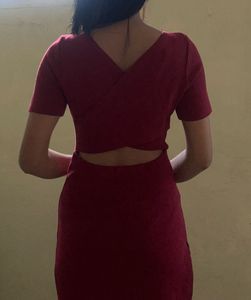 Chic Short Sleeve Red Dress