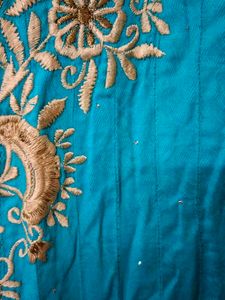 Elegant Teal Kurta with Gold Embroidery