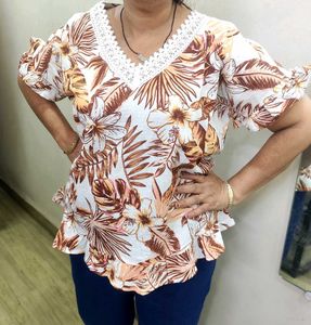 Zara Tropical Print Top - XL