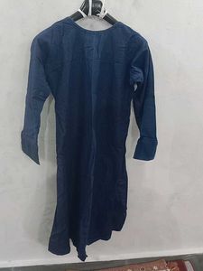 Embroidered Denim Kurta
