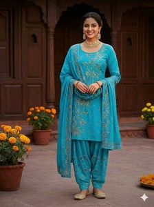 Elegant Teal Embroidered Kurta Set