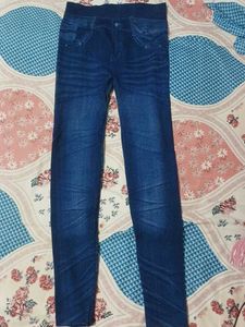 Women's Blue Denim Look Leggings
