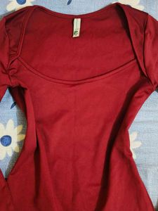 Maroon Long Sleeve Bodysuit