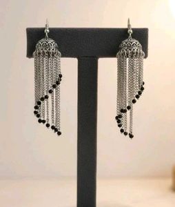 Boho Silver Tassel Earrings