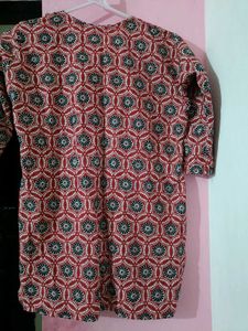 Red &amp; Blue Block Print short kurti