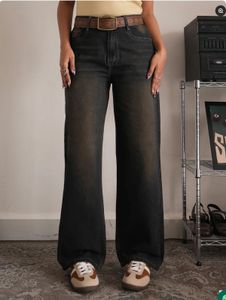 Wide Leg Washed Denim Jeans