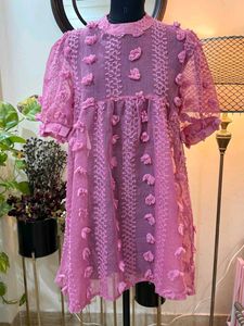 Chic Pink Textured Mini Dress