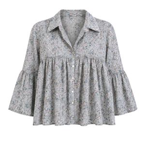 Floral Ruffle Sleeve Blouse