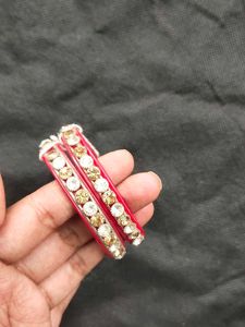 Red & Crystal Embellished Bangles