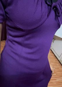 Vibrant Purple Ribbed Mini Dress