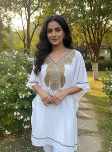 Long sheer White beaded kaftan 🦢✨