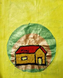 Unique Embroidered "HOME" House Art