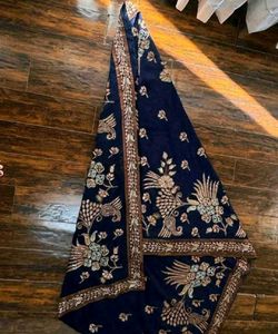 Navy Blue Saree with Embroidered Designer blouse