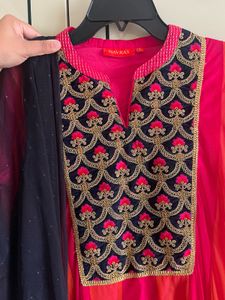 Vibrant Pink &amp; Orange Anarkali Suit