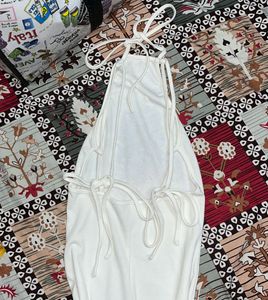 Elegant White Halterneck Maxi Dress