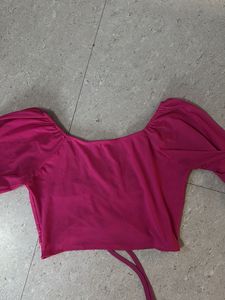 Hot Pink Ruched Crop Top