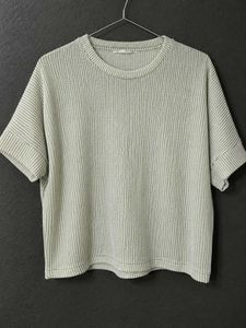Textured Striped Short Sleeve Top