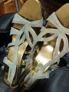 Sparkling Embellished Gold Sandals