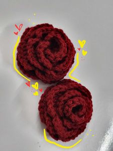 Handmade Knitted Rose Hair Clips (Set of 2)