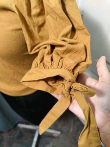 westside Mustard Yellow Puff Sleeve top
