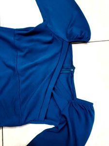 Elegant Navy Blue Long Sleeve Dress