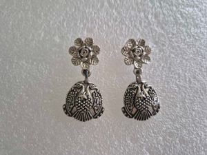 Silver Toned Peacock Earrings-Unused