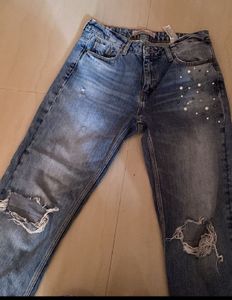Zara Pearl &amp; Ripped Jeans