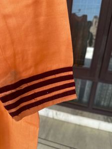 Orange Kurta with Maroon Embellishment