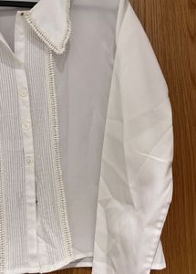 Sheer off White shirt with lace Detailing