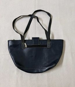 Navy Blue Leather Handbag