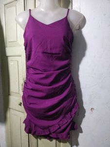 Purple Ruched Spaghetti  bodycon Dress 💜