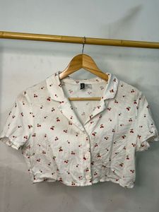 Cherry Print Crop Top