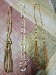 Pearl And Gold Tone Necklace