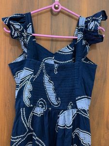 Navy Blue Paisley Print Dress