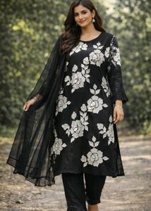 Elegant Black Floral Kurta