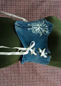 Hand-painted Denim Corset Belt