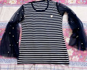 Striped Top with Bell Sleeves
