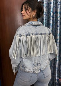 Fringed Denim Cowbody Acid washed Jean Jacket