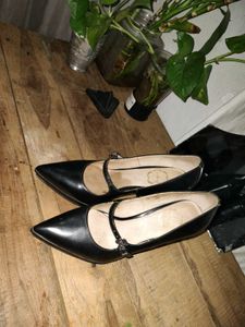 Ochirly Black Mary Jane Block Heels|Pointed Toe