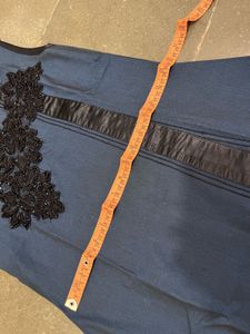 Embellished Blue Sleeveless Kurta