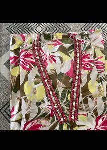 Floral Print  Kurta Set mul cotton
