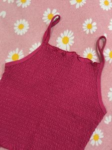 Hot Pink Smocked Crop Top