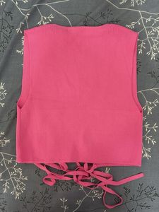 Zara Pink Tie Front Crop Top