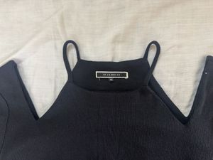 SF Jeans Co Black Ribbed Cut-Out Shoulder Top | XL