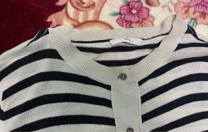 Striped Button-Up Cardigan
